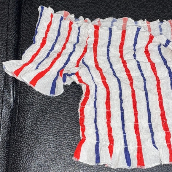 Fashion Nova Off the Shoulder Red White Blue Top - Picture 4 of 9